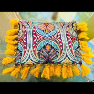 Handmade colorful handbag w/ yellow tassel fringe